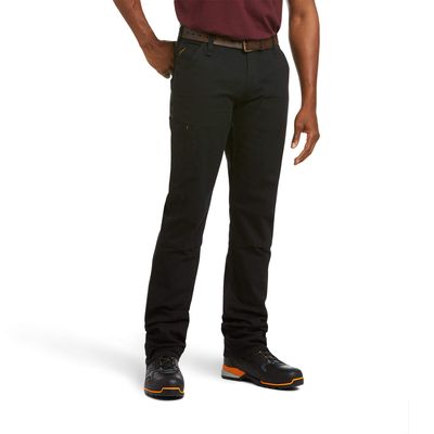 Men's Rebar M4 Low Rise DuraStretch Made Tough Double Front Stackable Straight Leg Pant in Black, Size: 28 X 30 by Ariat