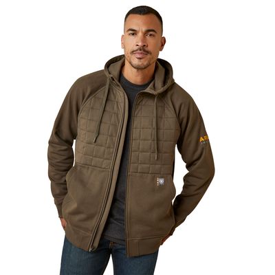 Men's Rebar Regulator Full Zip Hoodie Jacket in Wren, Size: Large_Tall by Ariat