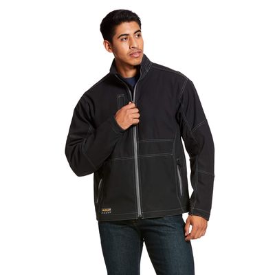 Men's Rebar Stretch Canvas Softshell Jacket in Black Spandex, Size: 4XL by Ariat