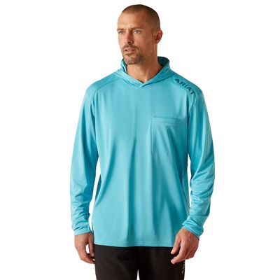 Men's Rebar Sunblocker Hooded T-Shirt in Maui Blue