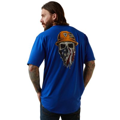 Men's Rebar Workman Born For This T-Shirt in Royal Blue Heather, Size: Large_Tall by Ariat