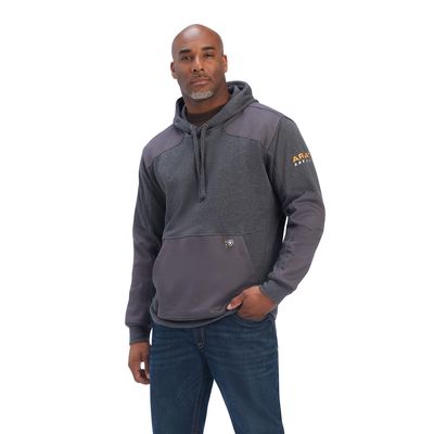 Men's Rebar Workman DuraCanvas Hoodie in Charcoal Heather, Size: Large_Tall by Ariat