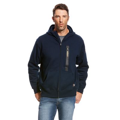 Men's Rebar Workman Full Zip Hoodie Jacket in Navy Cotton