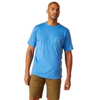 Men's Rebar Workman Logo T-Shirt in Campanula Grey Camo Cotton