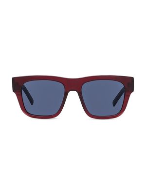 Men's Rectangular 55MM Acetate Sunglasses - Bordeaux Blue