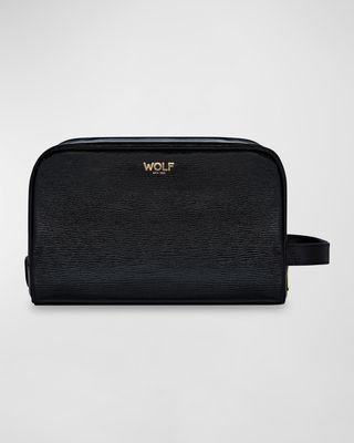 Men's Recycled Leather Washbag Toiletry Kit