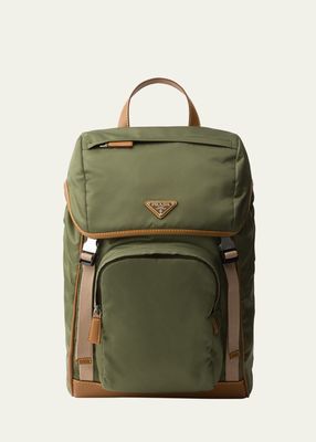 Men's Recycled Nylon and Leather Backpack