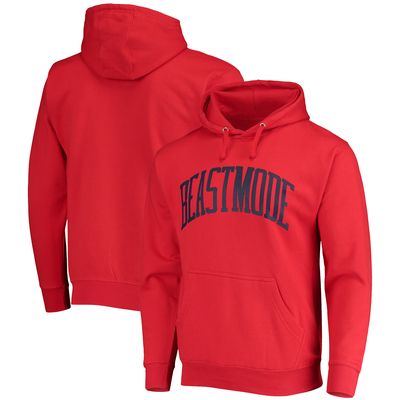 Men's Red Beast Mode Collegiate Wordmark Pullover Hoodie