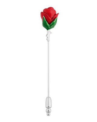 Men's Red Rose Lapel Pin