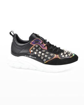 Men's Reflective Studded Low-Top Sneakers