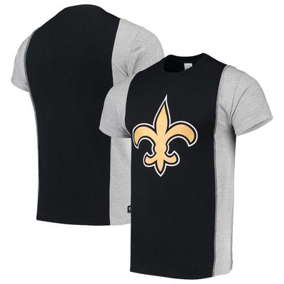 Men's Refried Apparel Black/Gray New Orleans Saints Sustainable Upcycled Split T-Shirt