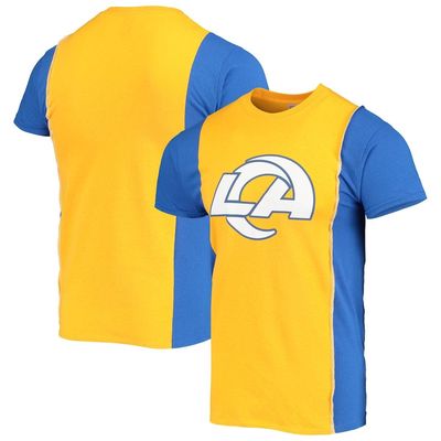 Men's Refried Apparel Gold/Royal Los Angeles Rams Sustainable Upcycled Split T-Shirt