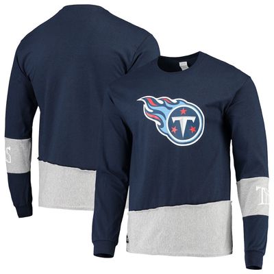 Men's Refried Apparel Navy/Gray Tennessee Titans Sustainable Upcycled Angle Long Sleeve T-Shirt