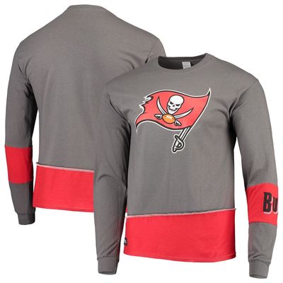 Men's Refried Apparel Pewter/Red Tampa Bay Buccaneers Sustainable Upcycled Angle Long Sleeve T-Shirt