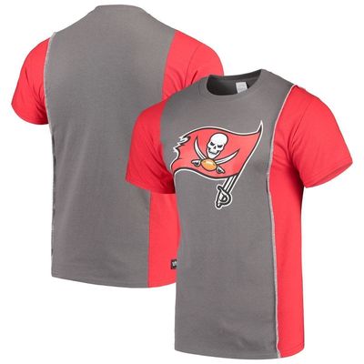Men's Refried Apparel Pewter/Red Tampa Bay Buccaneers Sustainable Upcycled Split T-Shirt