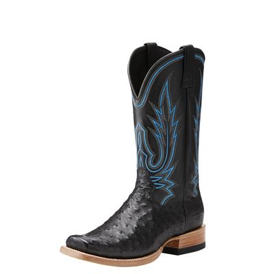 Men's Relentless All Around Western Boots in Black Full Quill Ostrich Leather, Size: 9 B / Narrow by Ariat