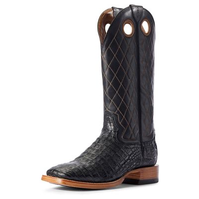 Men's Relentless Winner's Circle Western Boots in Black Caiman Belly Leather, Size: 7 D / Medium by Ariat
