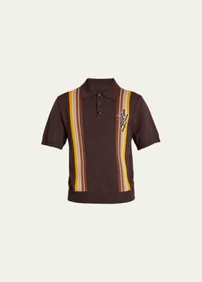 Men's Retro Stripe Knit Polo Shirt