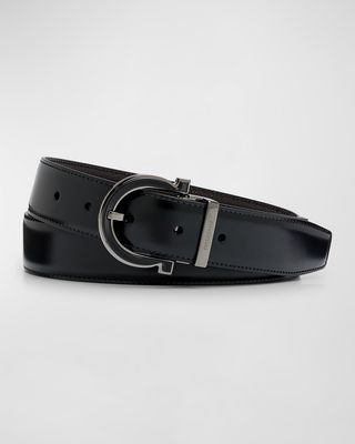 Men's Reversible Gancio-Buckle Leather Belt