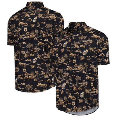 Men's Reyn Spooner Black New Orleans Saints Throwback Kekai Print Button-Up Shirt
