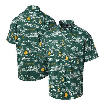 Men's Reyn Spooner Green Green Bay Packers Throwback Kekai Print Button-Up Shirt