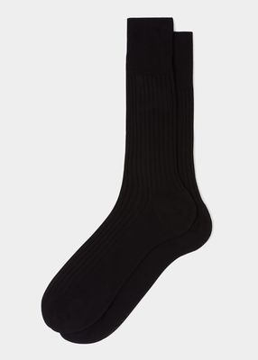 Men's Rib-Knit Cotton Crew Socks