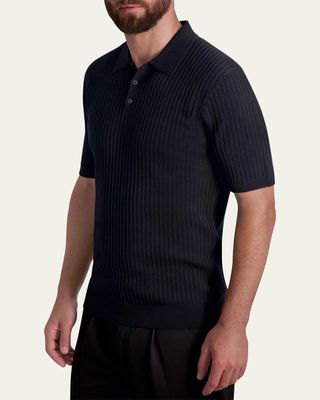 Men's Ribbed 3-Button Polo Shirt