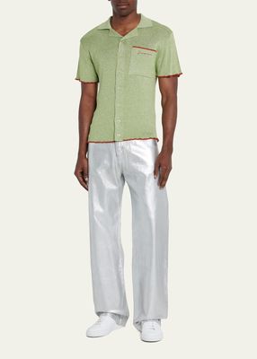 Men's Ribbed Camp Shirt with Contrast Trim