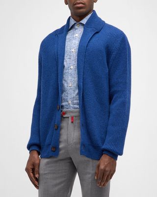 Men's Ribbed Cashmere Cardigan Sweater