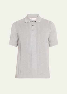 Men's Ribbed Cotton Dress Polo Shirt