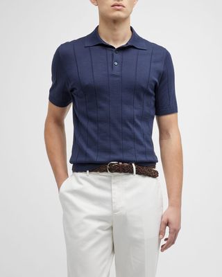 Men's Ribbed Dress Polo Shirt