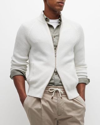 Men's Ribbed Full-Zip Sweater