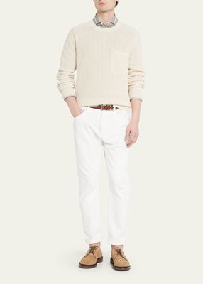 Men's Ribbed Linen-Cotton Sweater