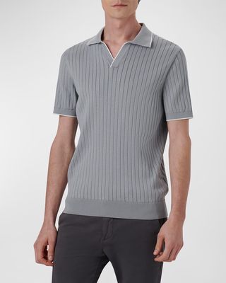 Men's Ribbed Sweater with Johnny Collar
