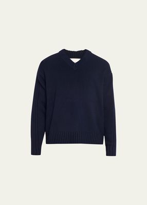 Men's Ribbed V-Neck Cashmere Sweater
