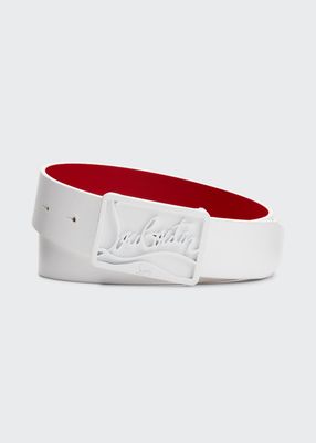 Men's Ricky Logo Plaqu&eacute; Leather Belt