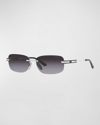 Men's Rimless Gradient Oval Sunglasses