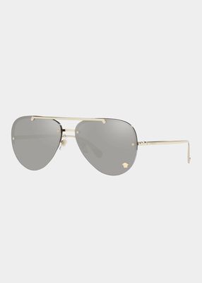 Men's Rimless Metal Aviator Sunglasses