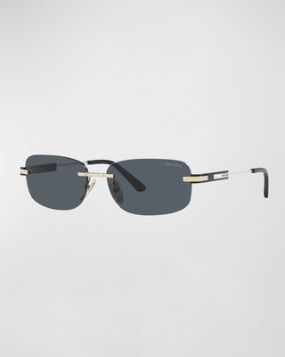 Men's Rimless Oval Sunglasses