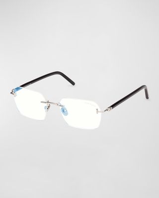 Men's Rimless Rectangle Blue Light-Blocking Glasses