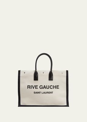 Men's Rive Gauche Linen and Leather Tote Bag