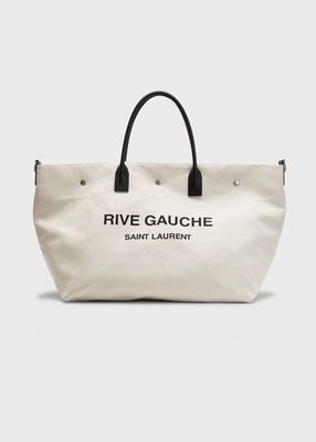 Men's Rive Gauche Print Canvas-Leather Maxi Shopping Bag