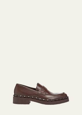 Men's Rockstud Leather Penny Loafers