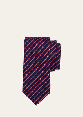 Men's Roller Stripe-Print Silk Tie