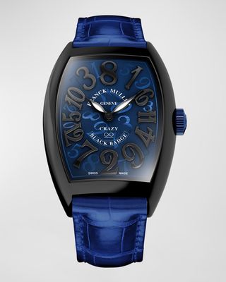 Men's Rolls Royce Black Crazy Hour Watch with Blue Crocodile Skin