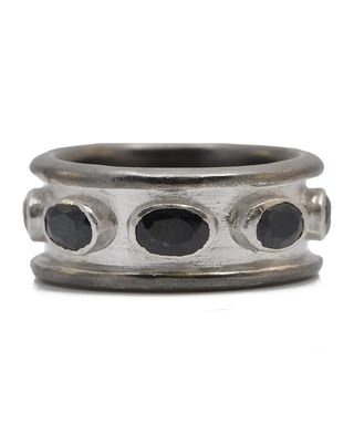 Men's Romero Blackened Silver/Sapphire Band Ring