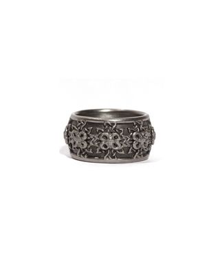 Men's Romero Blackened Woven-Scroll Wide-Band Ring, Size 10-11