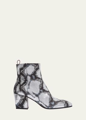 Men's Rosalio Snake-Print Calfskin Ankle Boots