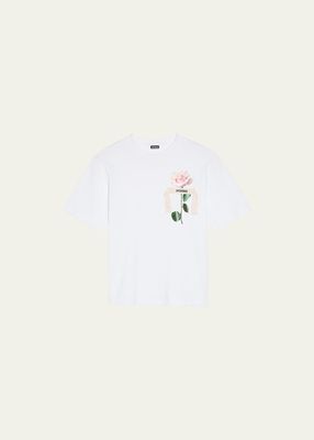 Men's Rose-Print T-Shirt