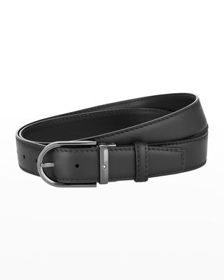 Men's Round Buckle Leather Belt